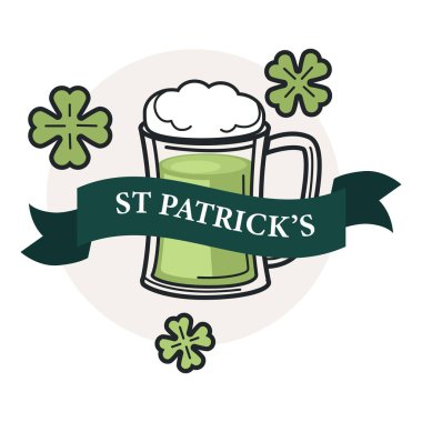 Aziz Patrick günü izole simgesi bira ya da bira kupa köpük ile