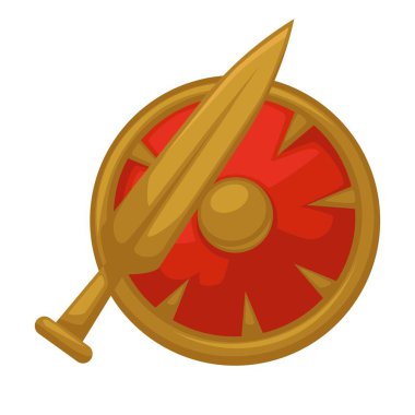 Kılıç ve kalkan Ortaçağ silah şövalye zırhı izole