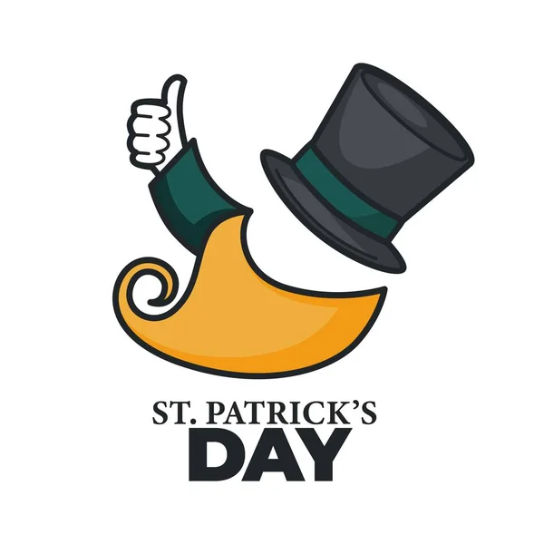 Saint Patrick icône isolée leprechaun chapeau et barbe — Image vectorielle