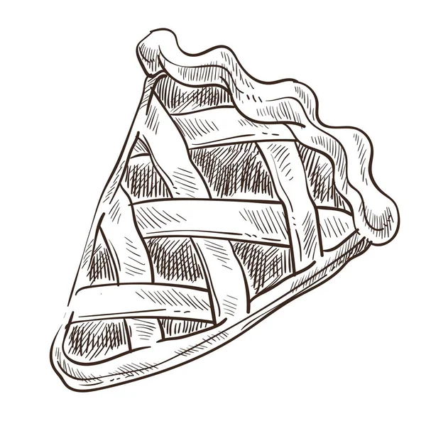 Свитс пирог ломтик теста хлебобулочной монохромный набросок очертания — стоковый вектор