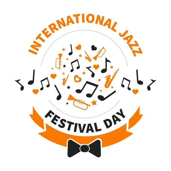 Notas del día del festival internacional de jazz e instrumentos musicales — Vector de stock