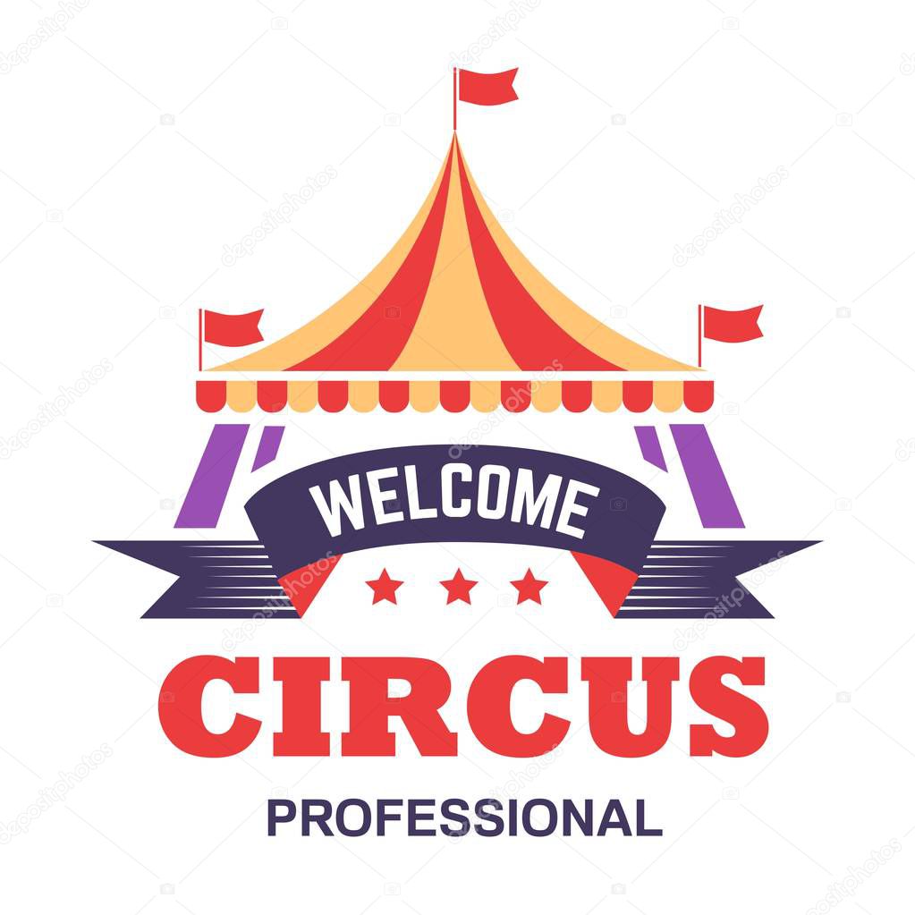 Circus show isolated icon big top tent fun fair
