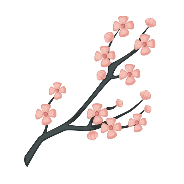 Sakura branch spring cherry blossom mengisolasi simbol Jepang - Stok Vektor
