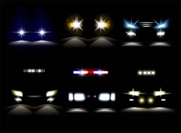 Fari leggeri e paraurti veicolo lampeggiante auto della polizia — Foto Stock