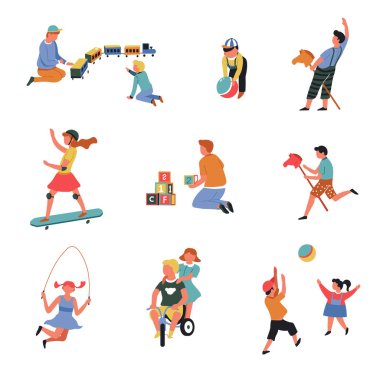 Çocuklar oyuncaklar bebekler gençler ve okul öncesi ile oyun oyun