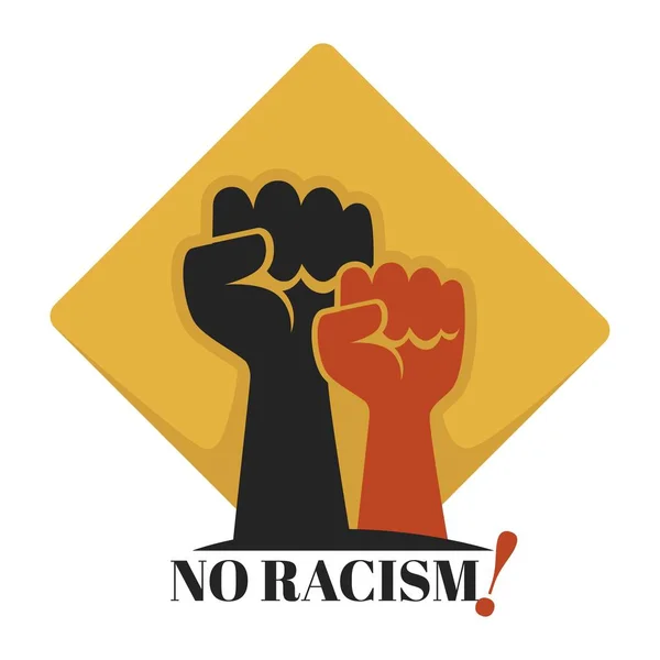 Žádný rasismus izolovaný symbol sjednocení a tolerance lidských pěstí — Stockový vektor