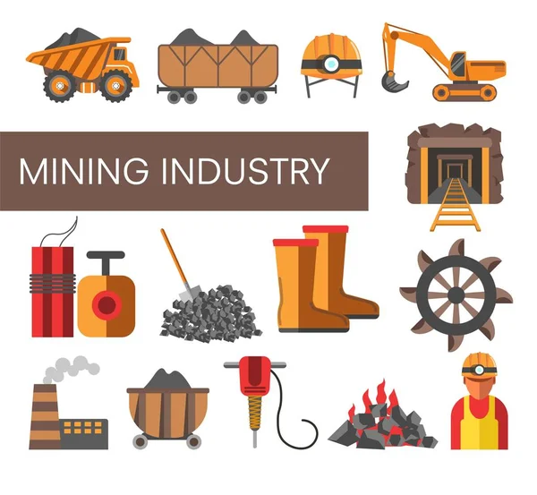 Madencilik Sanayi ekipman makine ve bitki kömür madeni — Stok Vektör