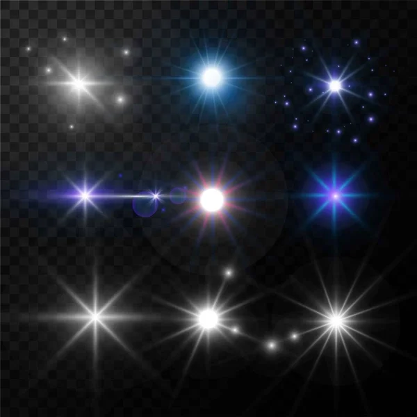 Lumière lueur et éclat surbrillance effet étoile brillant — Image vectorielle