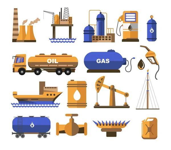 Olje-och gas bränsle fabrik eller anläggning Station och ballong — Stock vektor