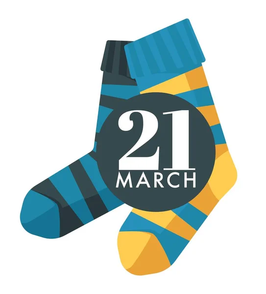 Світ вниз синдром день ізольовані іконки дитячі шкарпетки — стоковий вектор