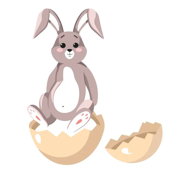 バニーまたはウサギの卵シェルイースターホリデー孤立動物 — ストックベクタ