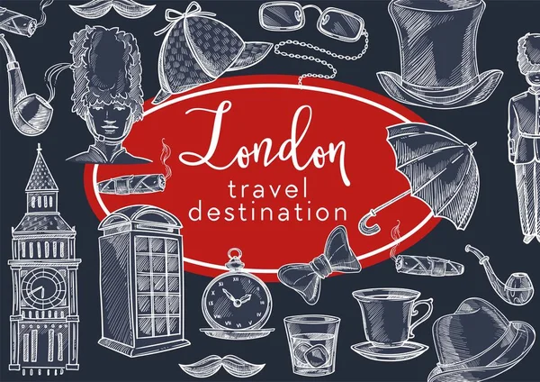 Londra seyahat hedef Ingiltere semboller ve kültür seyahat — Stok Vektör
