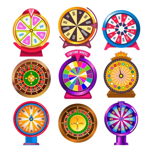 Fortune колесо і рулетка казино ізольовані круглі предмети азартних ігор — стоковий вектор