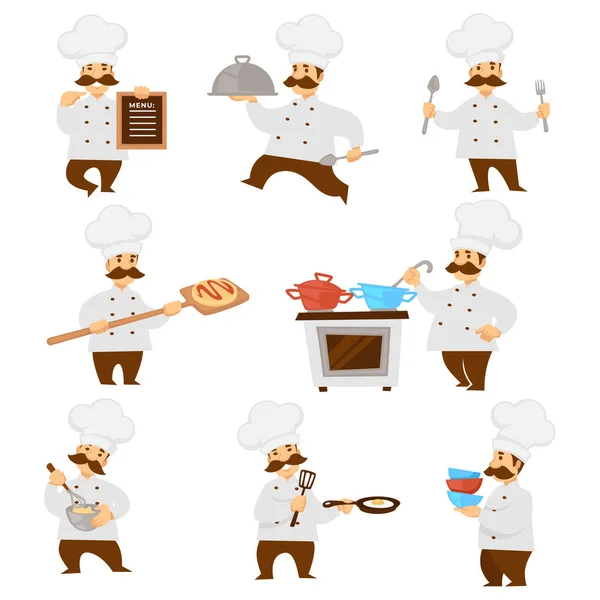 Chef Cuisinier Uniforme Vecteur Isolé Carte Menu Cuisinière Cuisson Des — Image vectorielle