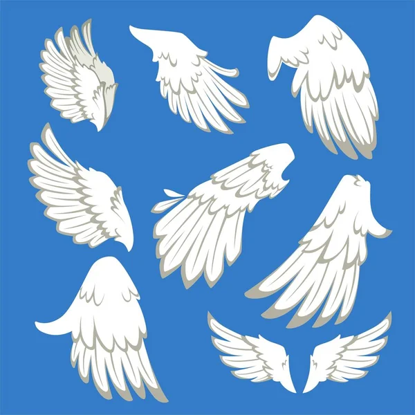 Пара Крыльев Ангела Птицы Одиночные Белые Перья Векторный Орел Сокол — стоковый вектор