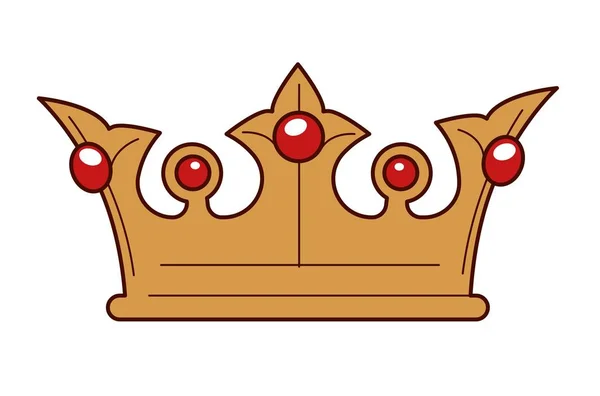 君主制标志国王金冠镶嵌与红宝石孤立的对象向量版税头饰力量和权威王国古老的冠冕或纹章宝石珠宝装饰珍宝中世纪的时代 — 图库矢量图片