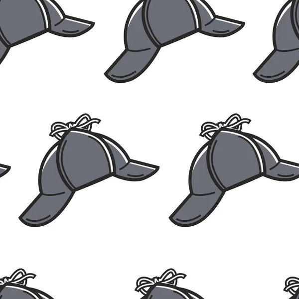 Deerstalker Coiffe Sherlock Holmes Chapeau Modèle Sans Couture Angleterre Symbole — Image vectorielle