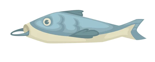 Salmón Pescado Con Anzuelo Boca Aislado Bajo Agua Vector Animales — Vector de stock