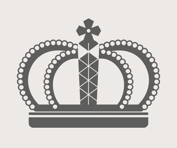 国王或王后皇冠皇室配件或头饰矢量力量单色符号珍宝和宝石古代珠宝中世纪君主制纹章十字架和钻石古老的维多利亚时代的冠冕 — 图库矢量图片