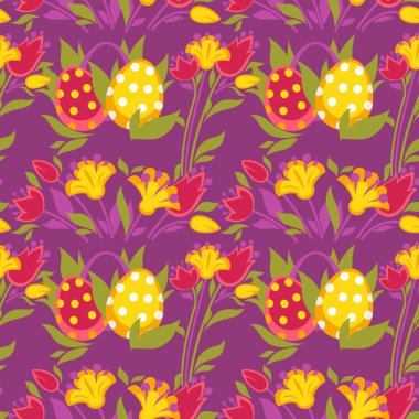 Dikişsiz desen vektör Paskalya tatili sembol süslü süsleme ile renkli yumurta kabuğu sonsuz doku geleneksel dini olay gıda Hıristiyanlık süt ürün Festival duvar kağıdı tasarımı boyalı