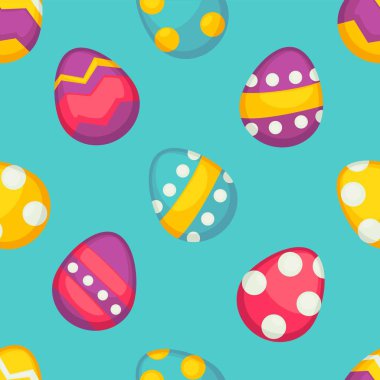 Dikişsiz desen vektör Paskalya tatili sembol süslü süsleme ile renkli yumurta kabuğu sonsuz doku geleneksel dini olay gıda Hıristiyanlık süt ürün Festival duvar kağıdı tasarımı boyalı