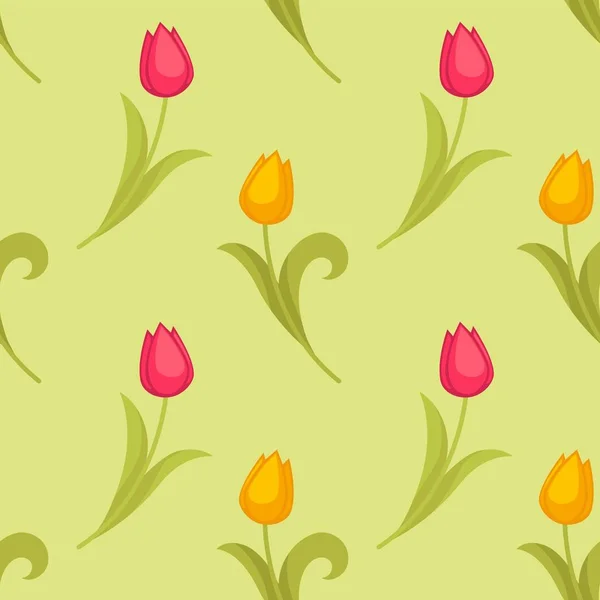 Easter holiday spring flowers tulips seamless pattern vector plant floral theme stem and bud blossom endless texture botany and flora elements wallpaper nature and environment greenery and floristry.