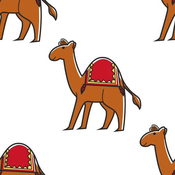 Єгипетський Символ Пустелі Верблюд Тварин Безшовні Шаблон Вектор Притягнення Туриста — стоковий вектор