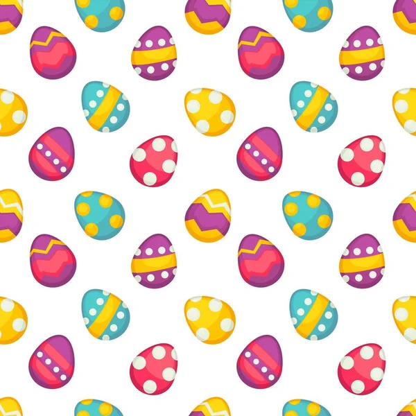 Colored Eggs Ornament Seamless Pattern Vector Easter Holiday Symbol Decorated — Stock Vector