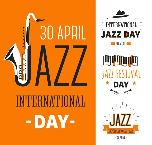 Σημειώσεις Και Μουσικά Όργανα Απομονωμένες Εικόνες Διεθνής Τζαζ Φεστιβάλ Ημέρα — Διανυσματικό Αρχείο