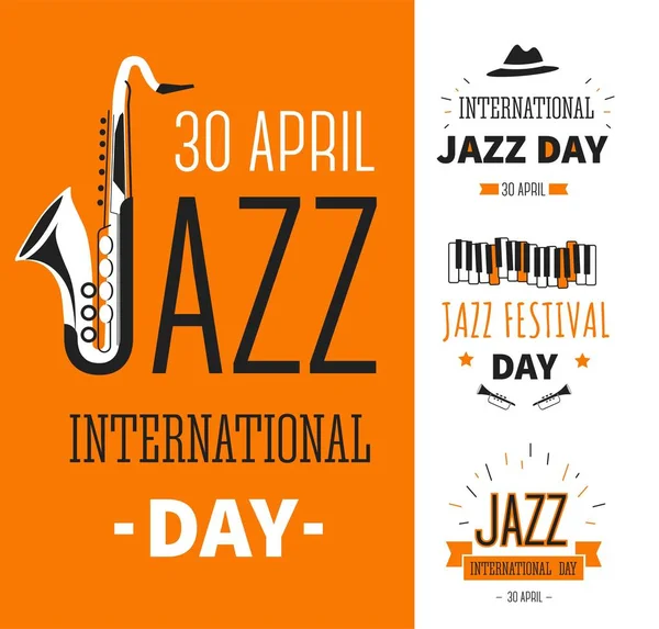 Noten Muziekinstrumenten Geïsoleerde Iconen Internationale Jazz Festival Dag Vector Muziekgenre — Stockvector