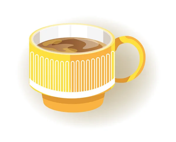 Чашка Чая Горячий Напиток Блюдце Кружка Цветочным Узором Векторной Посуды — стоковый вектор