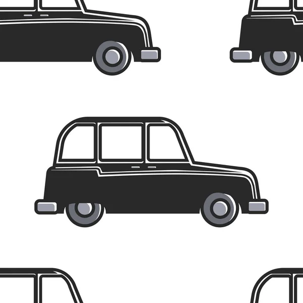 Londres Símbolo Cabina Inglés Patrón Sin Costuras Coche Taxi Vector — Vector de stock