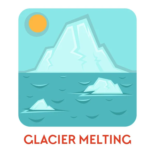 Gleccser Olvadása Globális Felmelegedés Természeti Katasztrófa Ökológiai Probléma Vektor Antarktiszi — Stock Vector