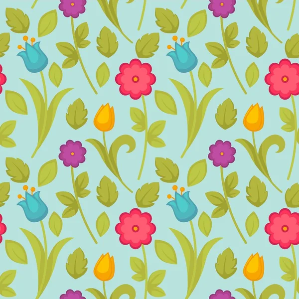 Easter holiday spring flowers tulips seamless pattern vector plant floral theme stem and bud blossom endless texture botany and flora elements wallpaper nature and environment greenery and floristry.