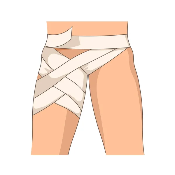 Medische Bandage Hip Het Verbinden Spier Stretching Geïsoleerd Lichaam Deel — Stockvector