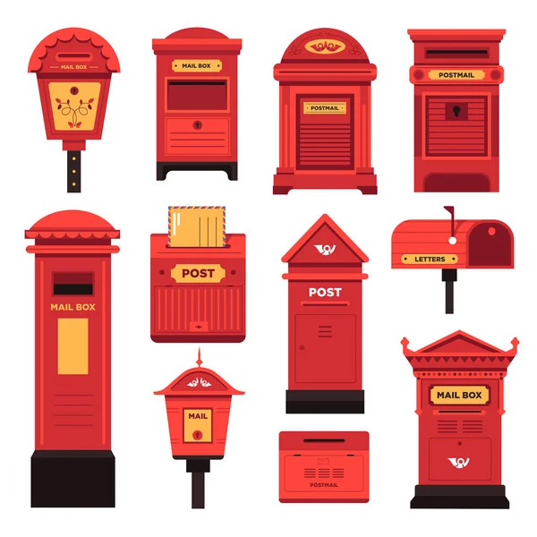 Поштові Скриньки Послуги Людей Спілкування Допомогою Літер Векторні Червоні Точки — стоковий вектор