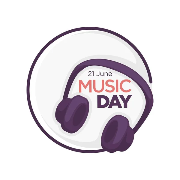 Industria Musicale Giorno Isolato Icona Cuffie Dispositivo Tecnologia Vettoriale Ascoltare — Vettoriale Stock