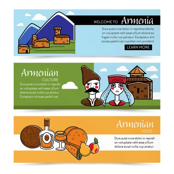 Naturaleza Arquitectura Cultura Armenia Alimentación Páginas Web Vector Casa Las — Archivo Imágenes Vectoriales