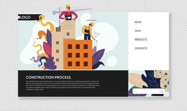 Plantilla Sitio Web Creativo Brillante Para Servicio Ingeniería Proceso Construcción — Vector de stock