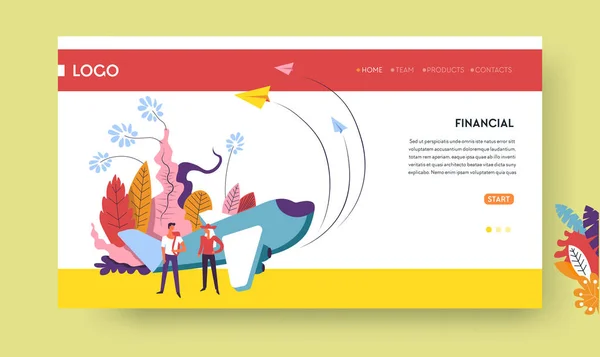Plantilla Sitio Web Creativo Brillante Para Servicio Financiero Ilustración Vectores — Vector de stock