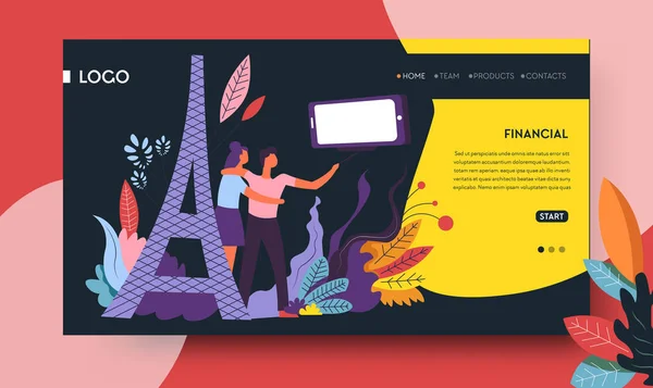 Brillant Modèle Site Web Créatif Pour Service Financier Illustration Vectorielle — Image vectorielle