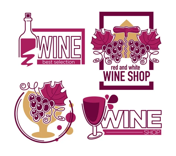 Wine Club Casa Logo Uri Șabloane Fundal Alb — Vector de stoc