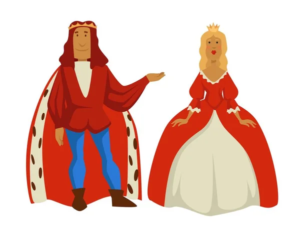 Família Real Medieval Rei Rainha Monarquia Vetor Isolado Personagens Masculinos —  Vetores de Stock