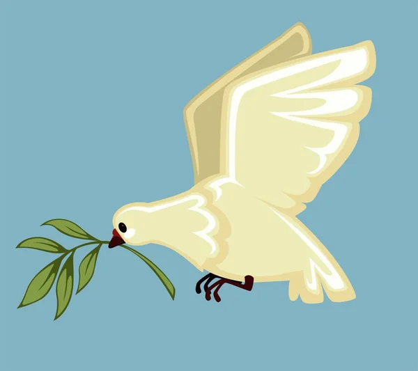 Голубь Белый Голубь Летящий Оливковой Ветвью Веточкой Изолированного Полета Птиц — стоковый вектор