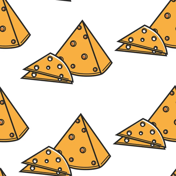 Γαλακτοκομικά Προϊόντα Τρίγωνο Ολλανδικό Τυρί Και Φέτες Χωρίς Ραφές Μοτίβο — Διανυσματικό Αρχείο