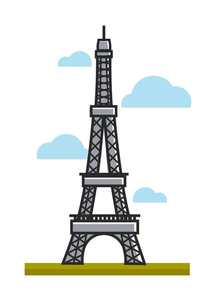 Tourism Paris Eiffel Tower Landmark Travel France Vector Isolated Construction — Stock Vector