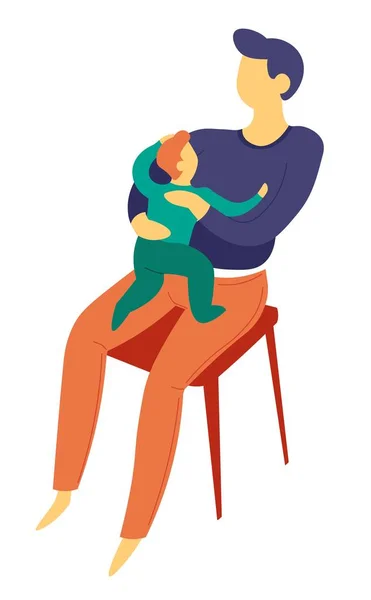 Family Father Sitting Baby Son Lap Isolated Character Vector Child — Stock Vector