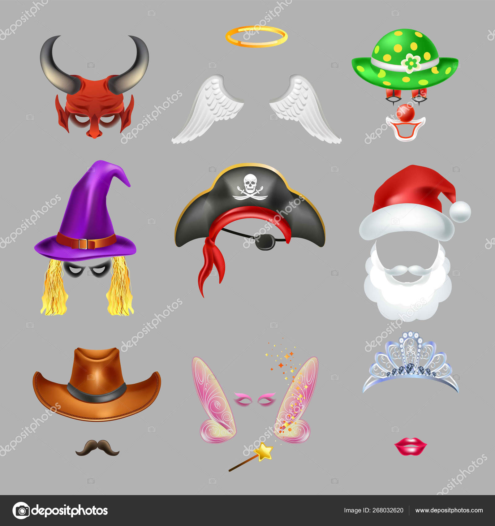 Photo Effect Halloween Carnival Masks Isolated Objects Vector Devil Angel Stock Vector Image by ©Sonulkaster #268032620 Photo Effect Halloween Carnival Masks Isolated Objects Vector Devil Angel Stock Vector Image by ©Sonulkaster #268032620