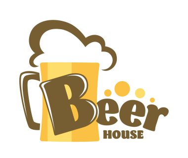 Zanaat bira evi cam bardak hop ve arpa maddeler bira veya fabrika doğal içecek üretim amblemi veya logo ferahlatıcı bira kabarcıklar köpük organik alkol içecek ile izole simge kupa.
