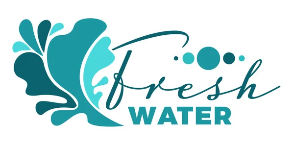 Flüssigkeit Spritzwasser Oder Welle Süßwasser Isoliert Symbol Mit Schriftzug Vektor — Stockvektor